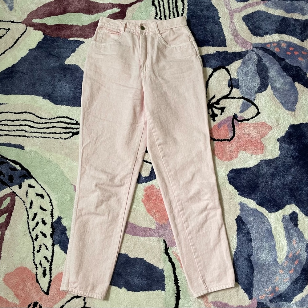 Vintage Rio light baby pink high waisted straight leg mom jeans 100% cotton 6